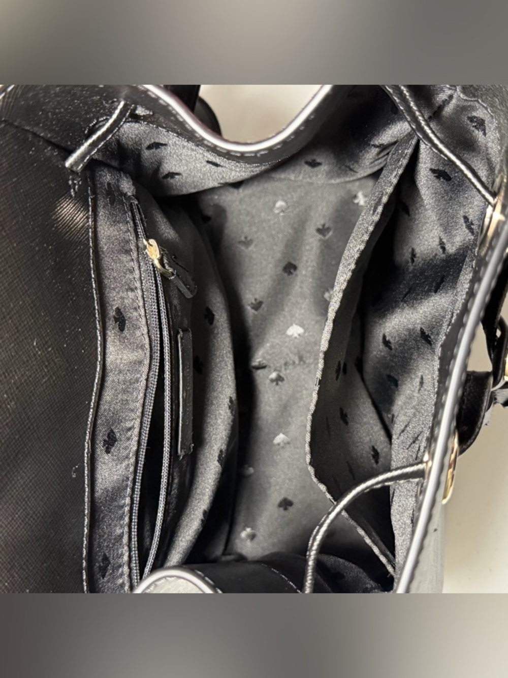 Kate Spade Lizzie Black Saffiano Leather Flap Backpack - Picture 12 of 13